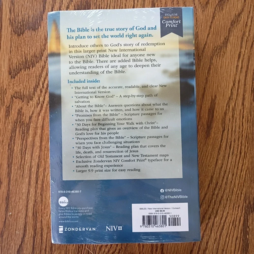 NIV, Holy Bible, Larger Print, Economy Edition, Paperback Blue Brand New Sealed